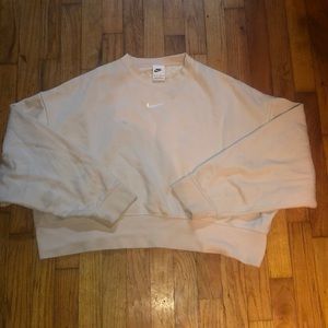 Beige cropped nike sweatshirt